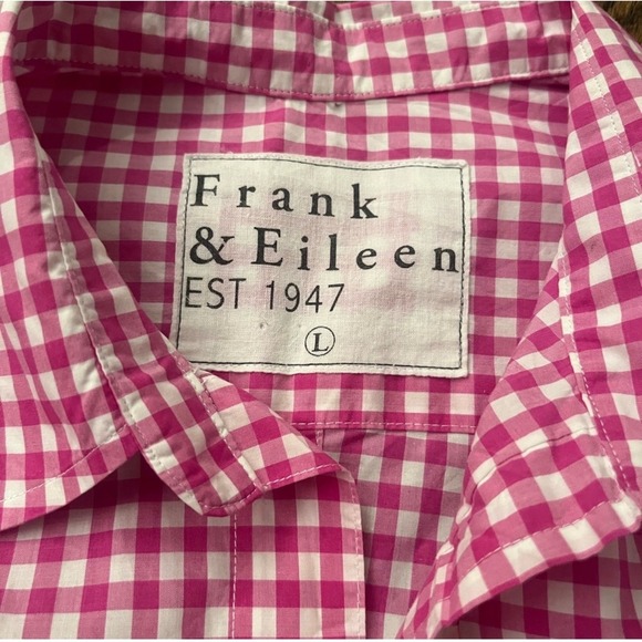 Frank & Eileen Gingham Button Down Shirt Pink White - Large - Picture 2 of 4